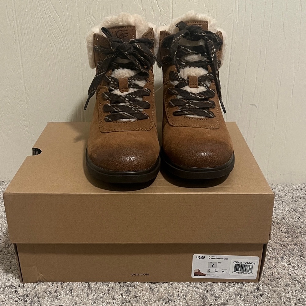UGG Harrison Cozy Lace Boots with Shearling